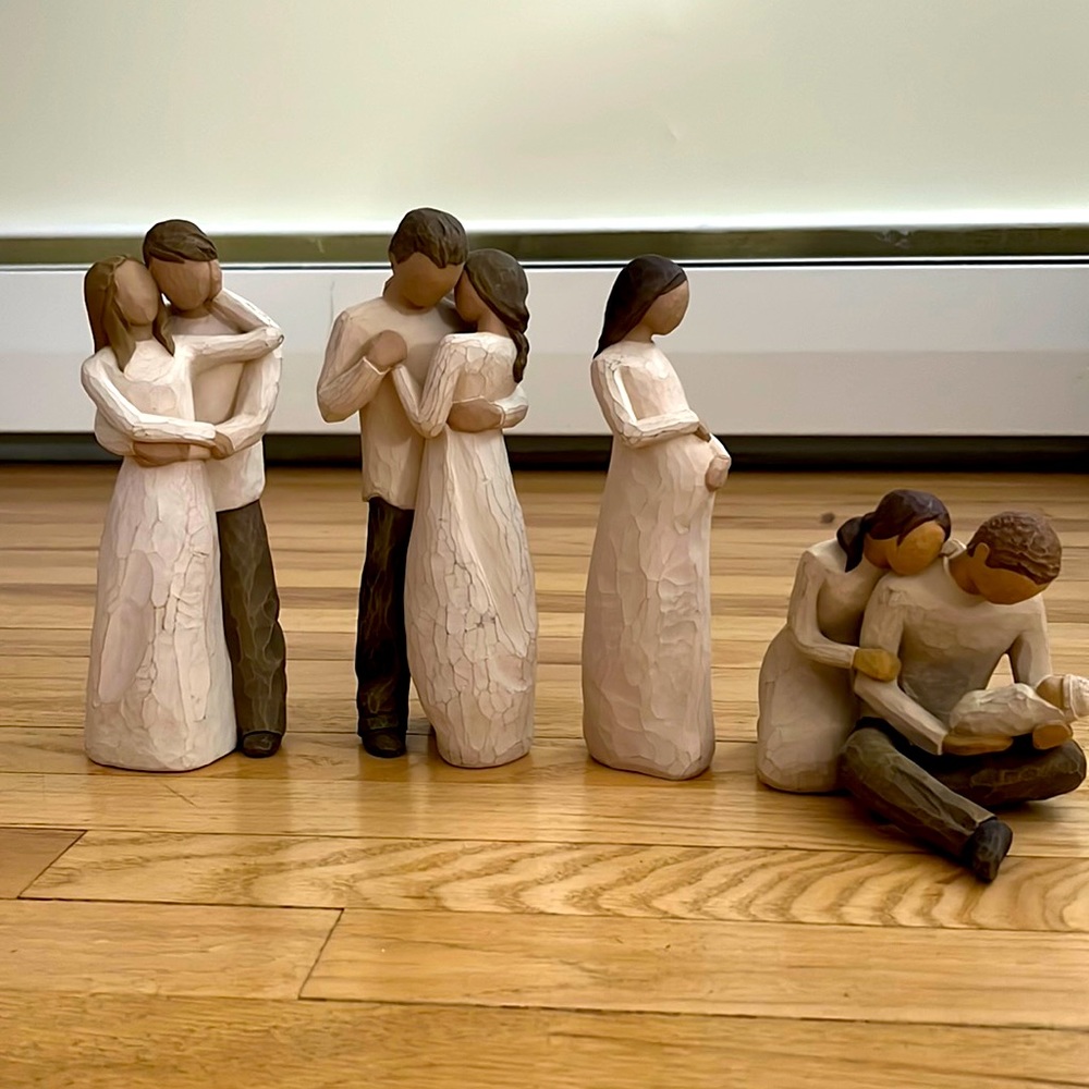 4 Willow tree figurines-couple, marriage, pregnant, new baby.